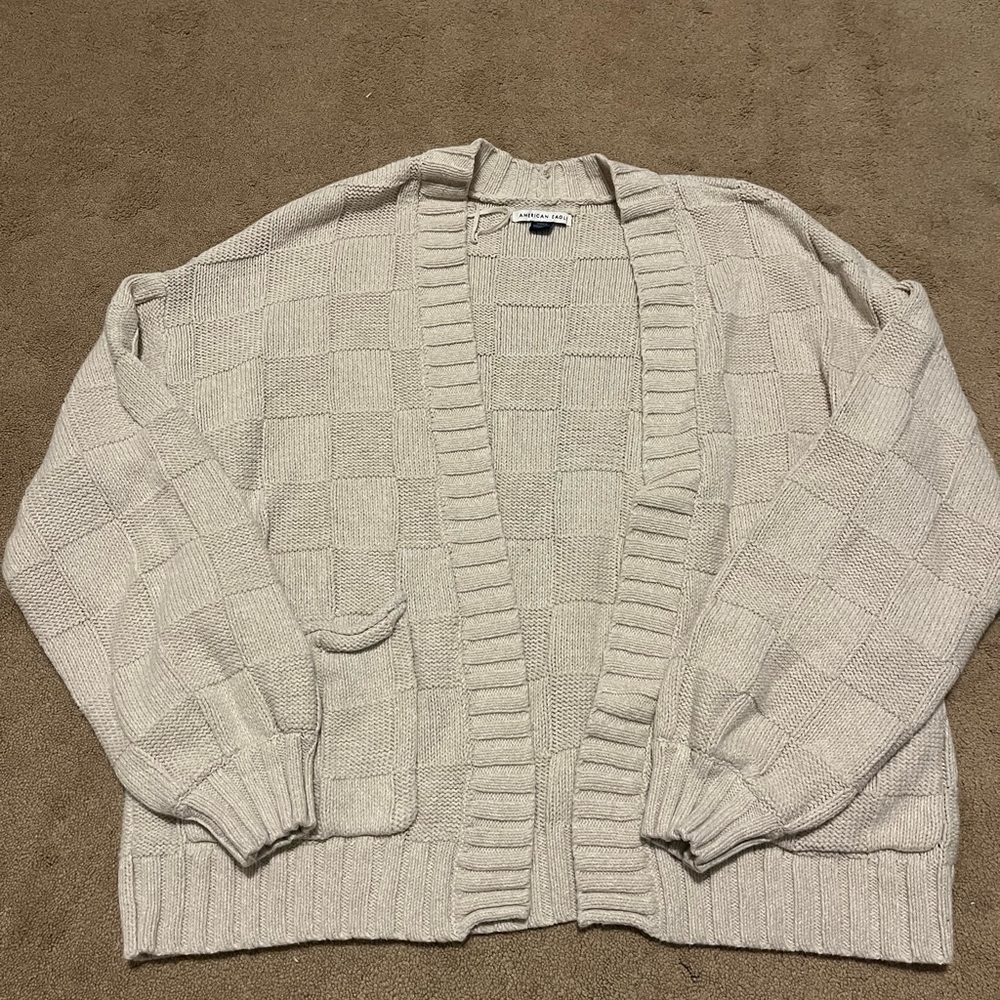 American Eagle Outfitters Cream Knit Cardigan